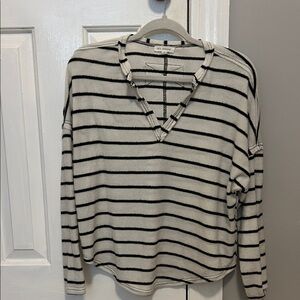 Blu Pepper Black and White Striped Top